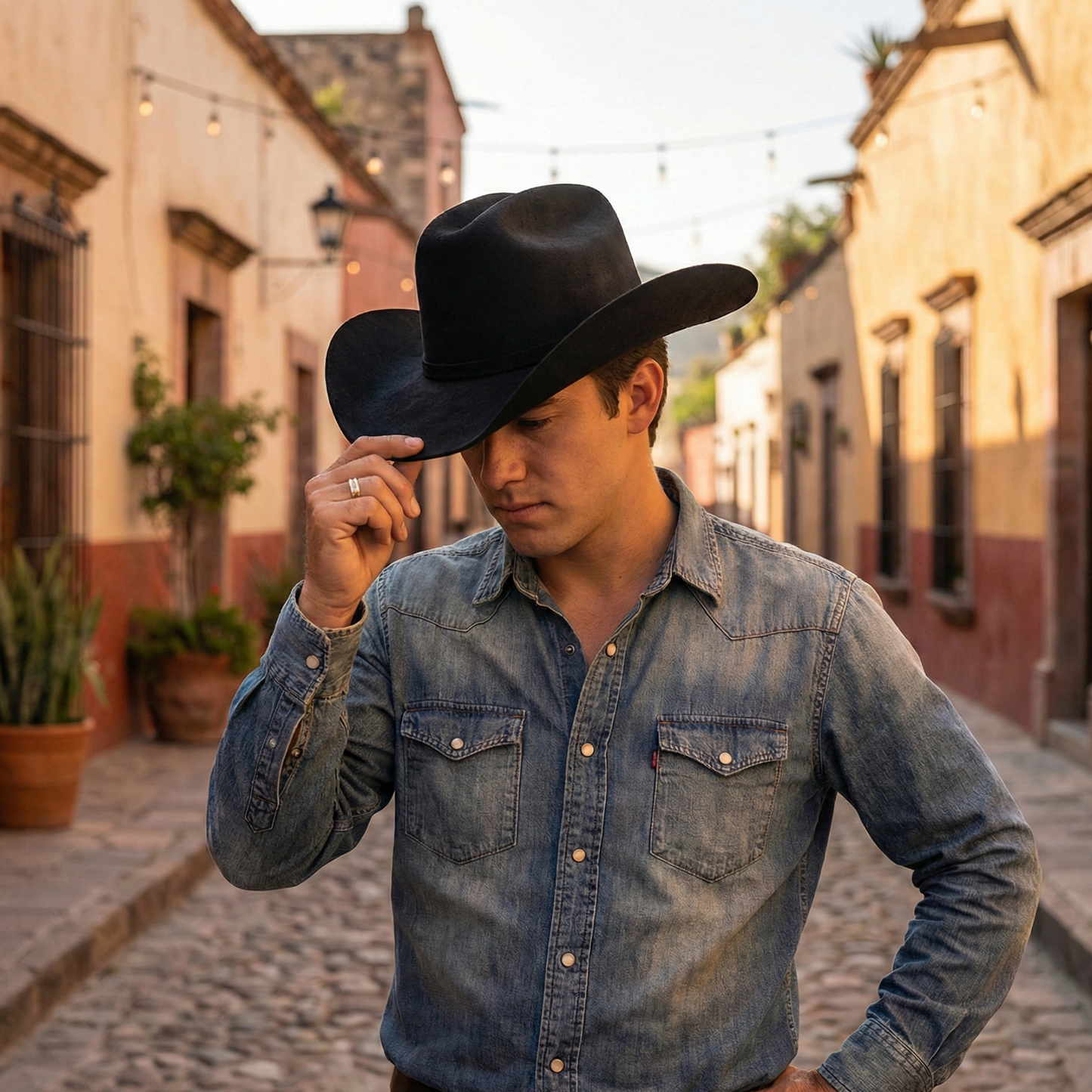 Sombrero Texana Gamuza Negro (Caballero)