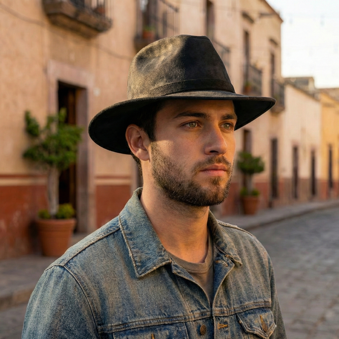 Sombrero Explorer Gamuza Negro (Caballero)