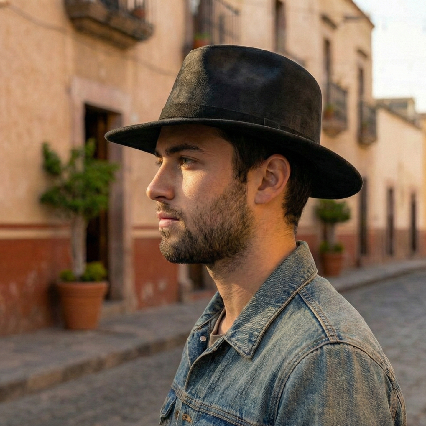 Sombrero Explorer Gamuza Negro (Caballero)